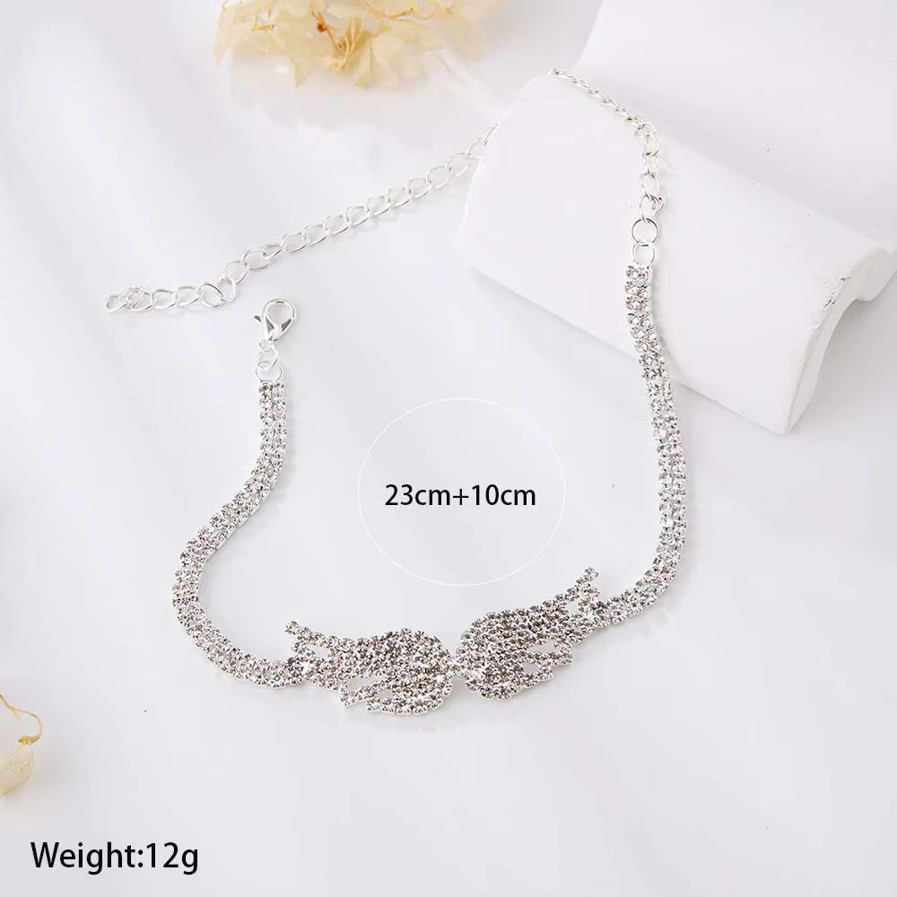 Celestia™ Angel Wings Rhinestone Anklet – Sparkle with Every Step
